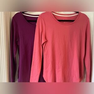 Women’s ISAAC MIZRAHI Live Essentials Purple & Pink LS Active Tops Sz MED Lot 2